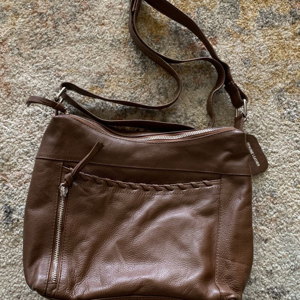 Great American Leather Works Brown 100% Cow HIde Shoulder Bag 9" tall X 13" Wide